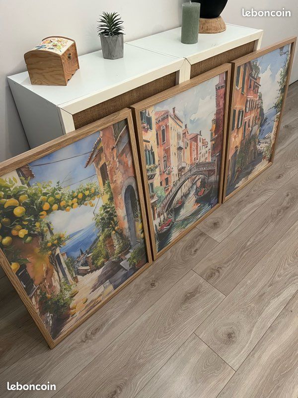 Triptyque tableaux déco Scènes italiennes & Venise – Style méditerranéen / chaleureux (image 2)