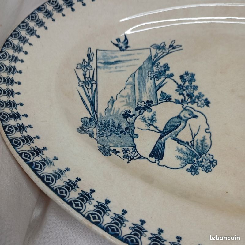 Suite 5 Assiettes Longwy – Modèle Ketty – Art Déco Japonisant – État D'origine