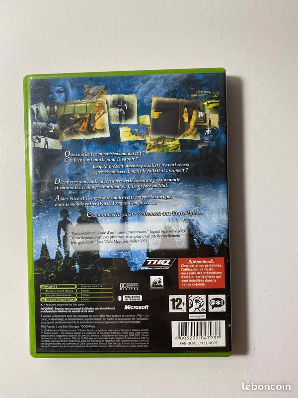 Jeu Xbox LES CHEVALIERS DE BAPHOMET – Le Manuscrit De Voynich, Complet, Testé, Boîte & Manuel