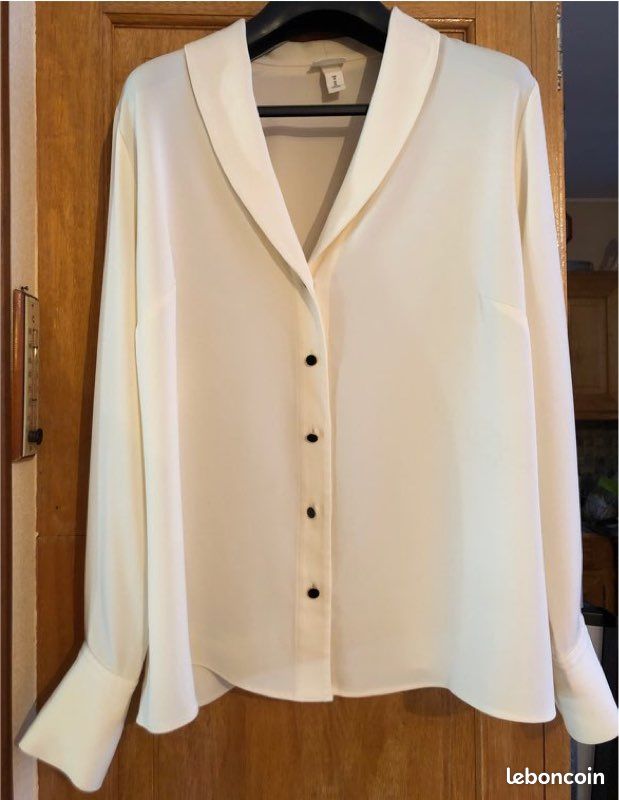 Chemisier Crème H&M Femme Taille 42 - Manches 3/4 - Polyester - Occasion Très Bon état
