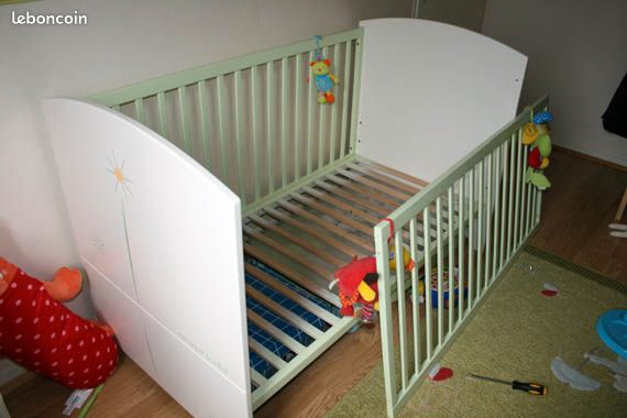 Lit évolutif de Lit bébé à barreaux à lit enfant avec matelas Bamboo + barrière de sécurité (image 6)