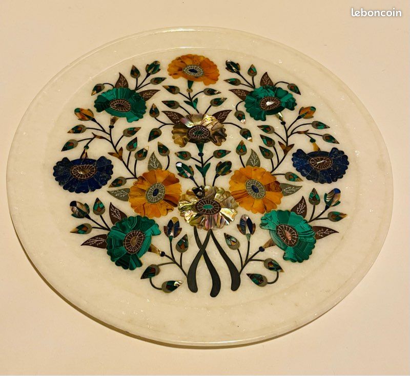Marbre dessous de Verre Set Demi Précieux Pierres Art Artisanat