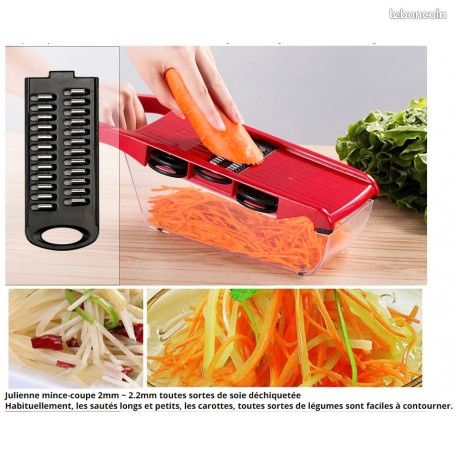 Mandoline Coupe-Légumes Professionnelle Réglable 1-9 Mm - Acier Inox Avec Protection Mains, Tranches Fines/Épaisses/Julienne