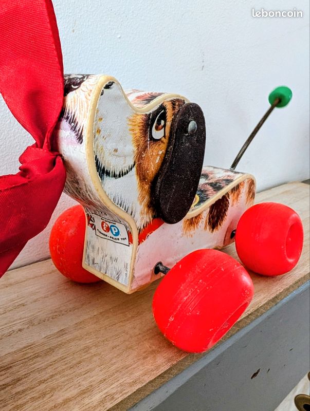Jouet Vintage Fisher Price : Chien à Tirer Little Snoopy (Réf. 693) – Bois Et Plastique