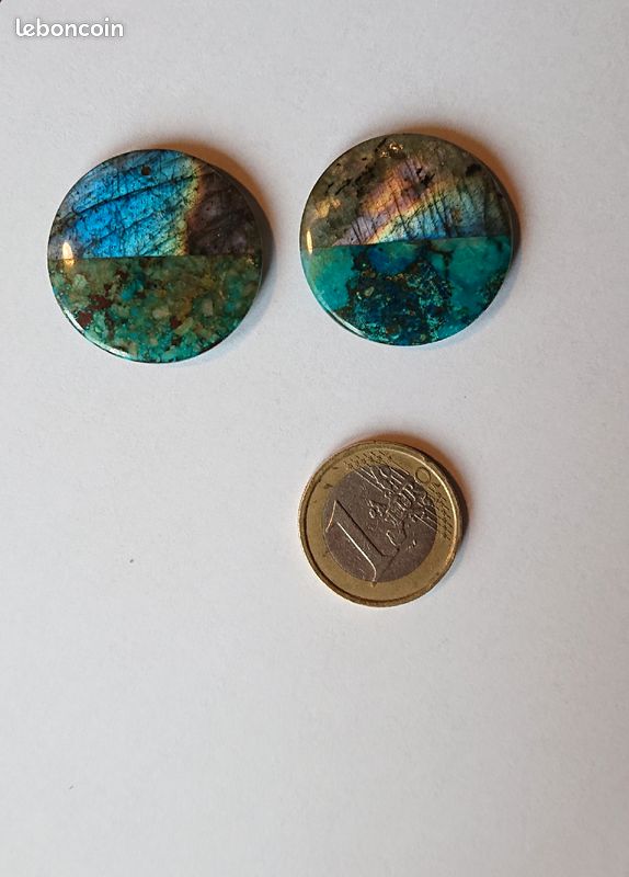 Boucles d'oreilles labradorite chrysocolle (image 1)