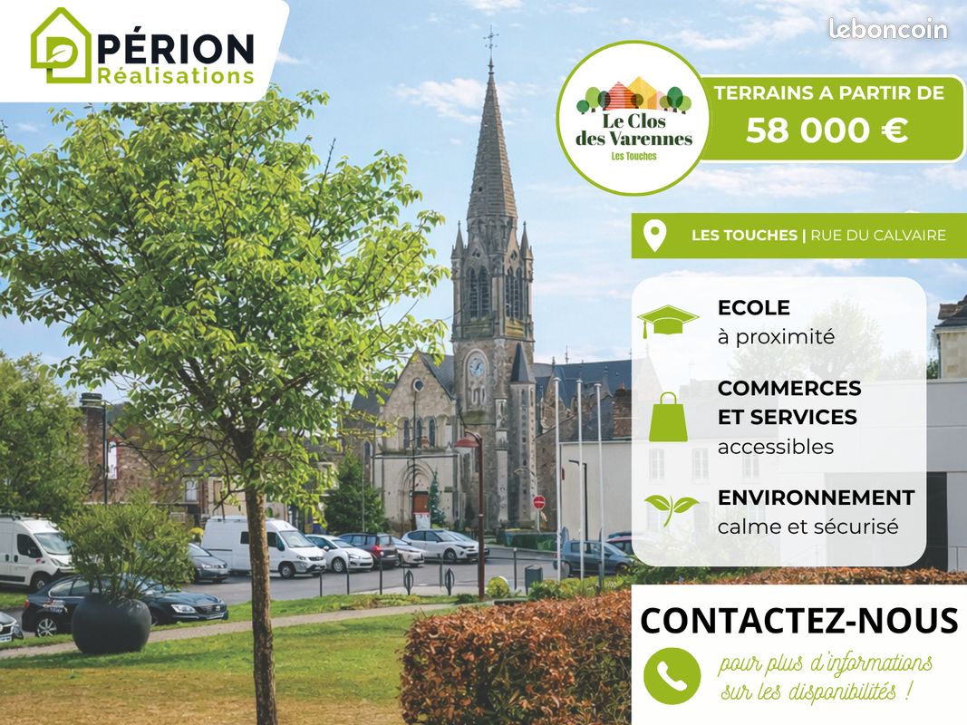 terrains constructibles aux touches – proche nort-sur-erdre · à Les Touches · 58 000 €