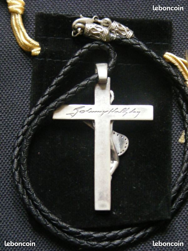 JOHNNY HALLYDAY pendentif croix argent 925 neuve modéle unique