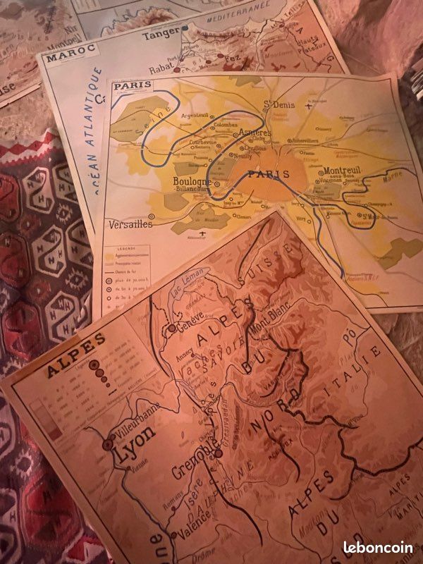 Anciennes cartes scolaires plusieurs régions et pays (image 2)