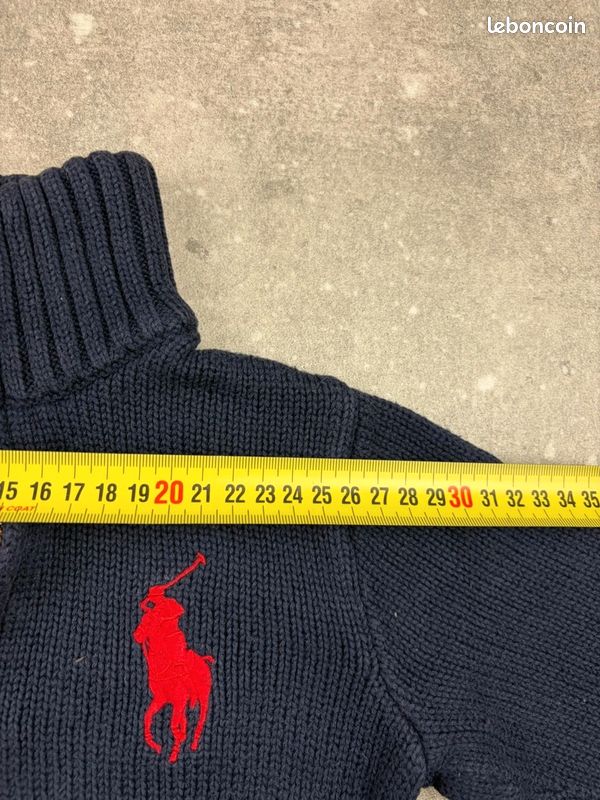 Polo Ralph Lauren Pull col montant zippé bleu marine enfant Taille 3 Ans Garçon Coton #R368 (image 7)