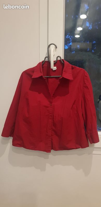 Chemise rouge manches 3/4 (image 1)