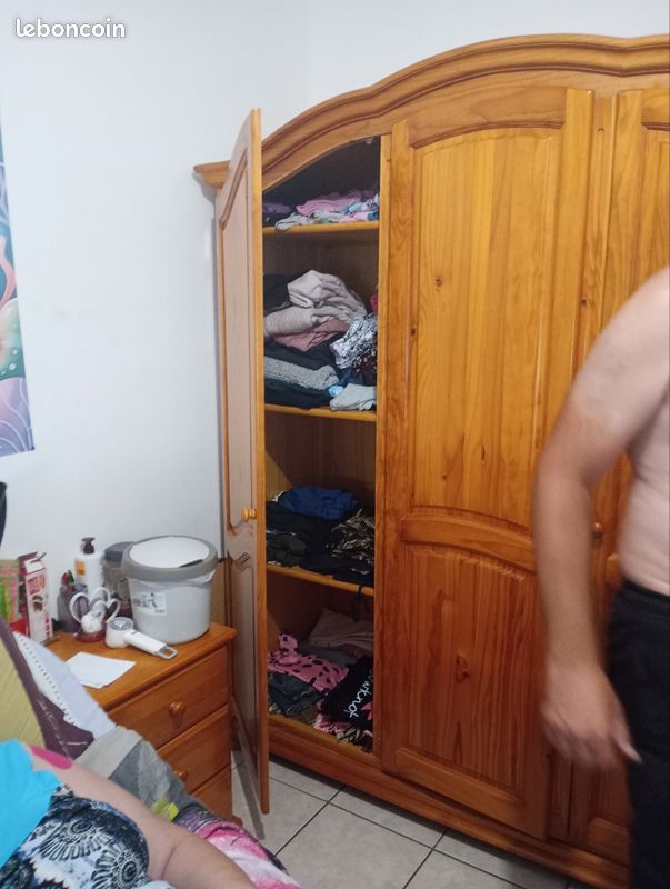 Ensemble armoire et lit deux places + matelas (image 3)