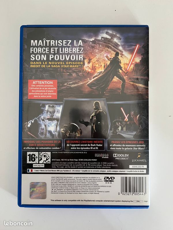 Star Wars : Le Pouvoir De La Force Sur PS2 - Complet PAL - Très Bon état