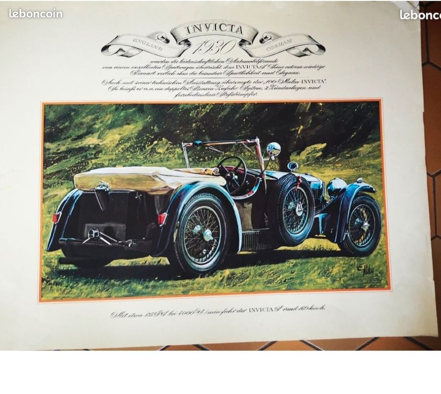 Lithographie auto invicta Décoration