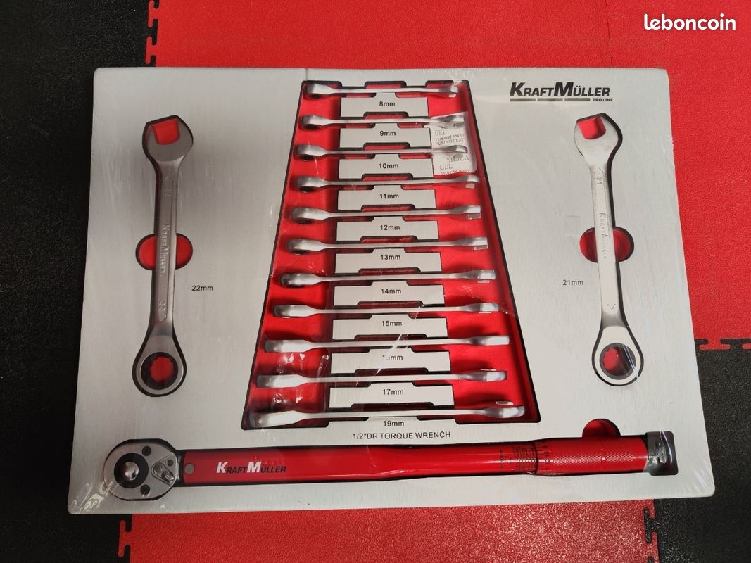 Lot De 12 Clés Mixtes à Cliquet Kroftools – De 8 à 19 Mm, En Module Servante