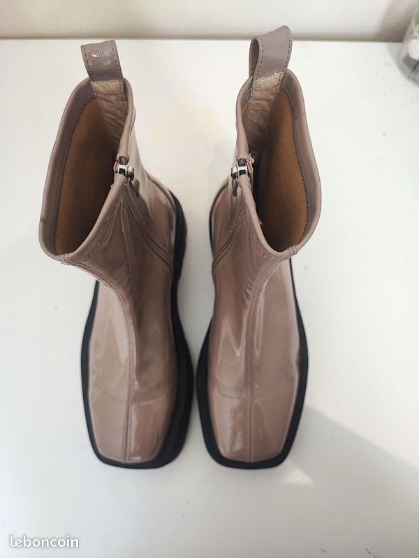 Bottines Beiges Stylées et Sexy, Talons Plateformes, Marque RAID