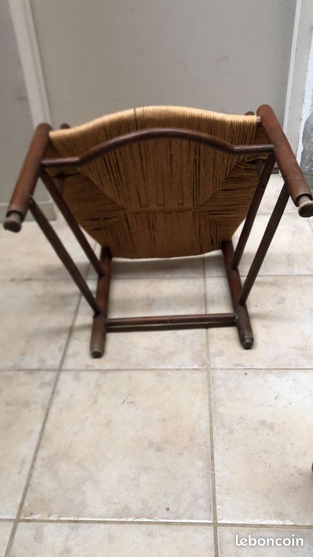 Paire de FAUTEUILS paillés anciens (image 3)