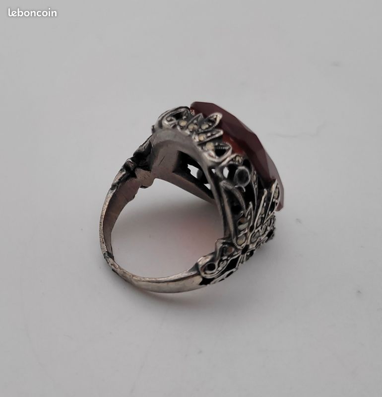 SUPERBE BAGUE EN argent massif nacre blanche et bleu en spirale T53 EUR 29,00 - FR