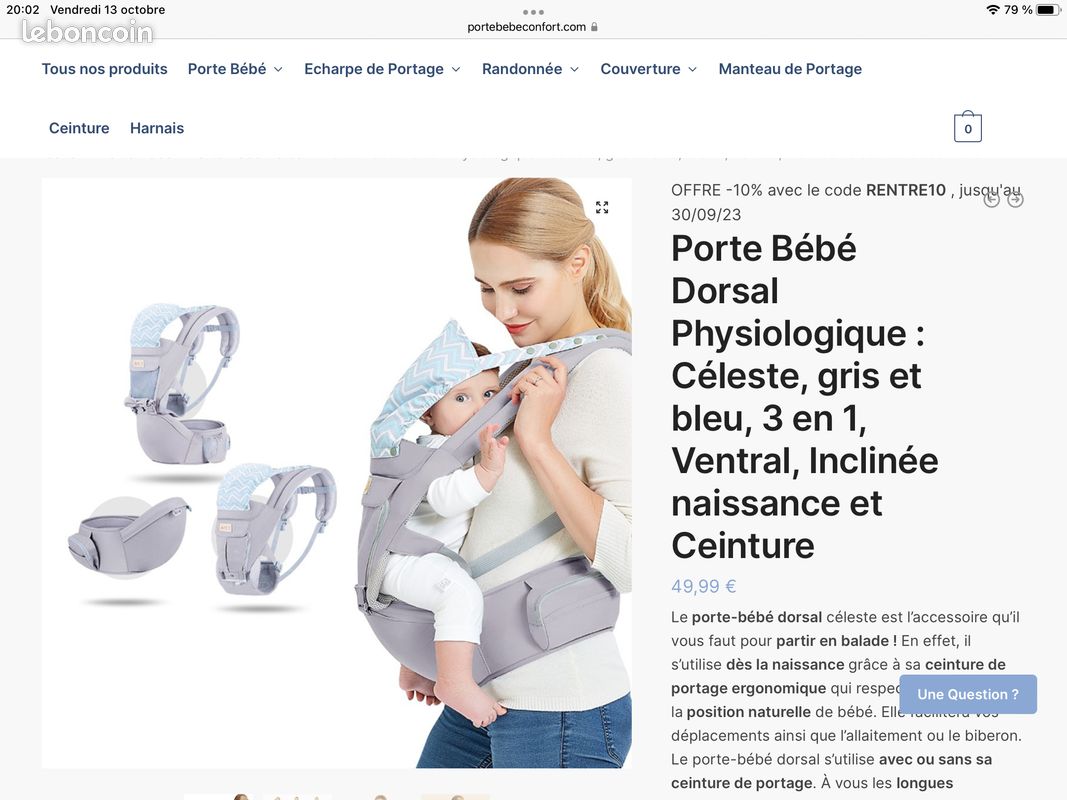 Porte bebe ergonomique avec siège de hanche (image 4)