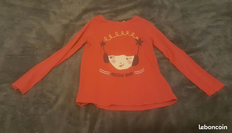 2 tee-shirts manches longues fille DPAM 6 ans (image 3)