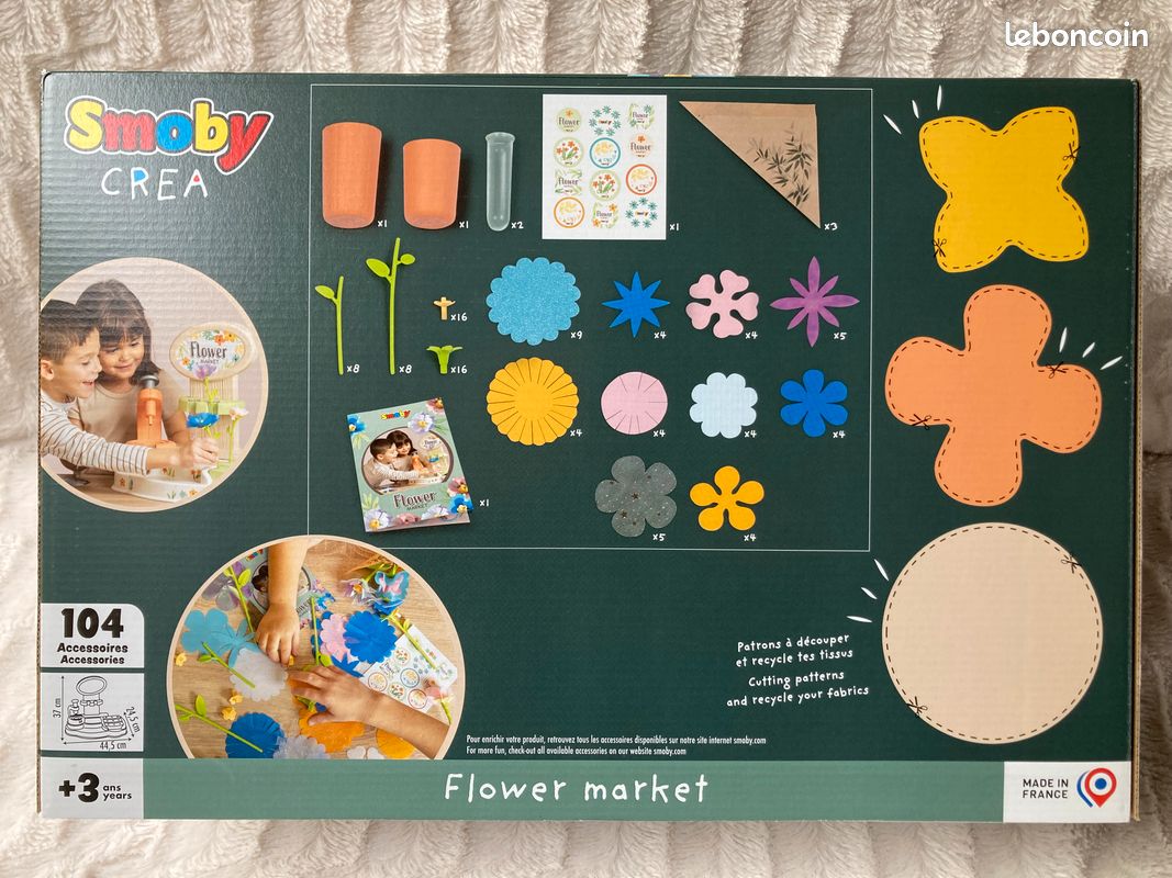 Smoby Flower Market – Atelier De Création De Fleurs En Tissu, +104 Accessoires, Fabriqué En France, Pour Enfant