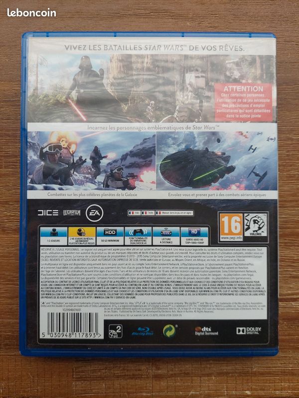 Star Wars Battlefront PS4 - Complet, VF, Très Bon état