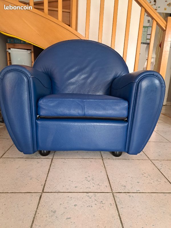 Fauteuil cuir bleu - ultra confortable (image 3)