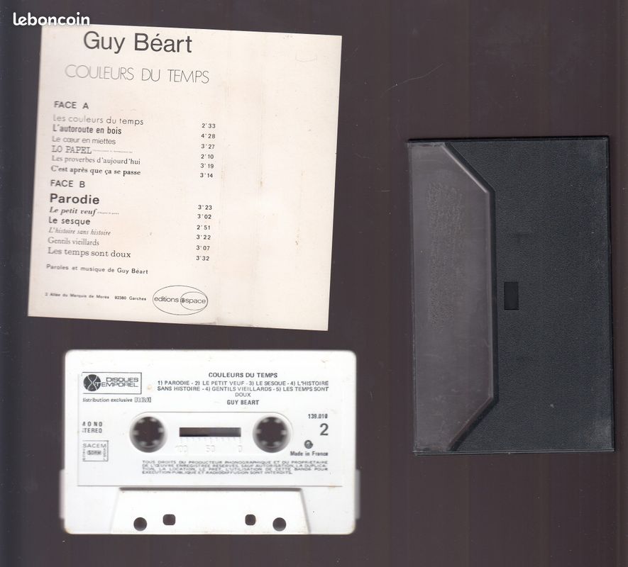 K7 audio Guy Beart , Couleurs du temps -11 titres lisibles sur scans - Années 70/80 (image 3)