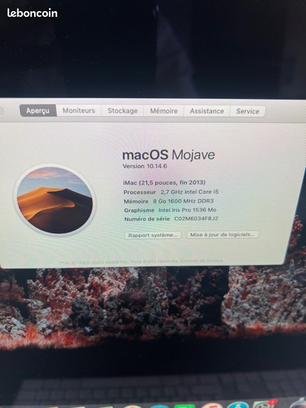 I Mac 21,5 fin 2013 excellent état + magic keybord 2 (image 2)
