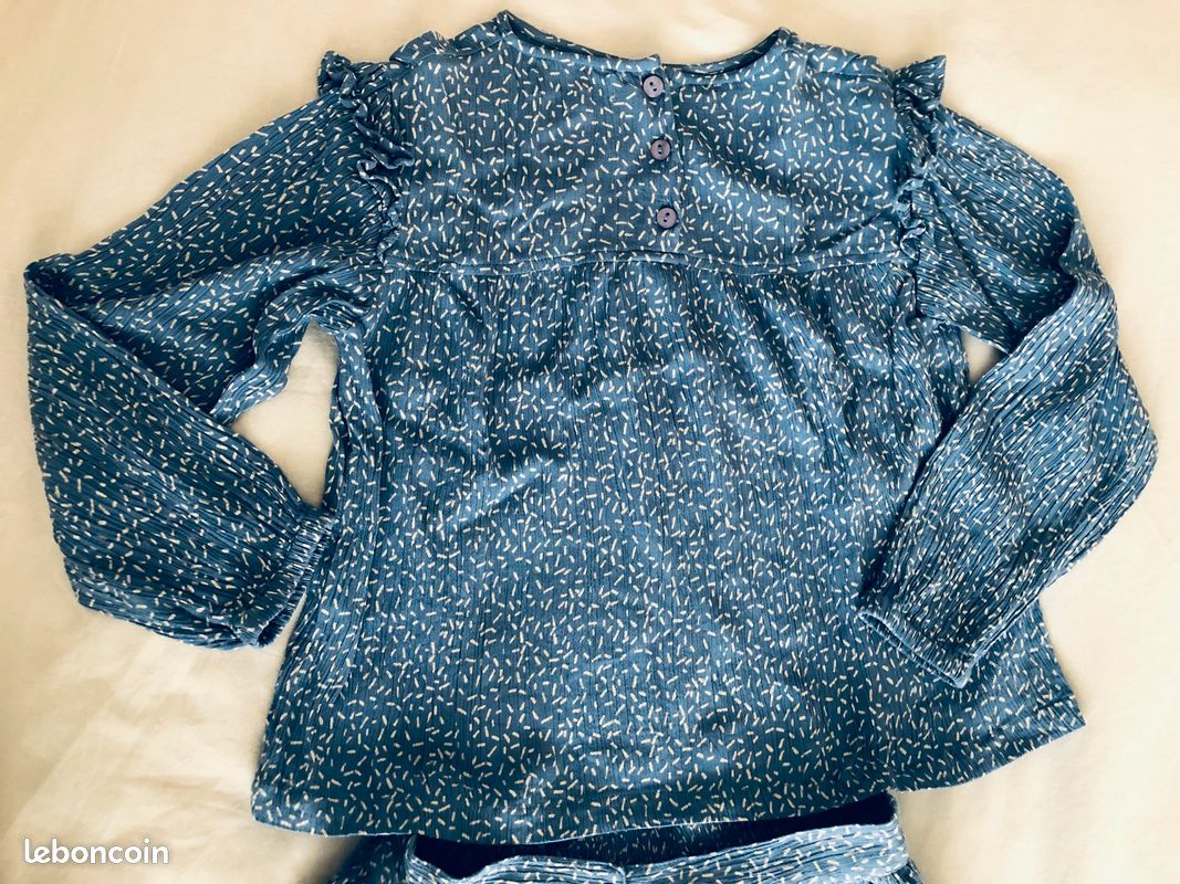 Blouse et jupe bleu Galerie Lafayette 8 ans TBE (image 2)