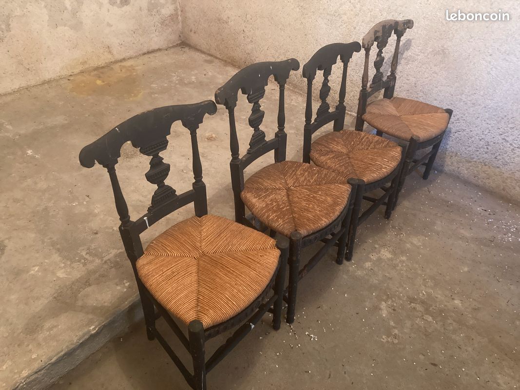 Chaise en bois et osier (image 2)
