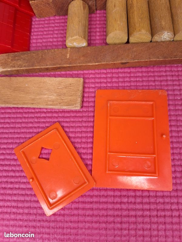 Ancienne boîte de construction jeu en bois jouet vintage