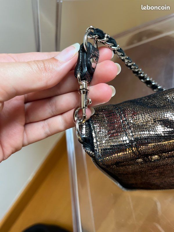 Sac BOBI S Jérôme Dreyfuss chèvre lamé champagne Accessoires