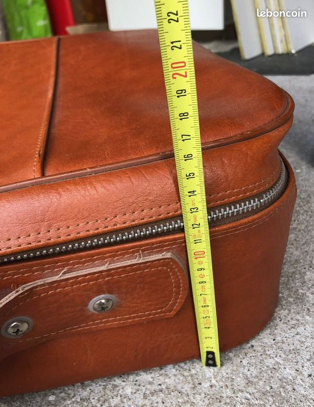VALISE EN TWEED VINTAGE DES ANNÉES 1940 jaune avec garniture en cuir et