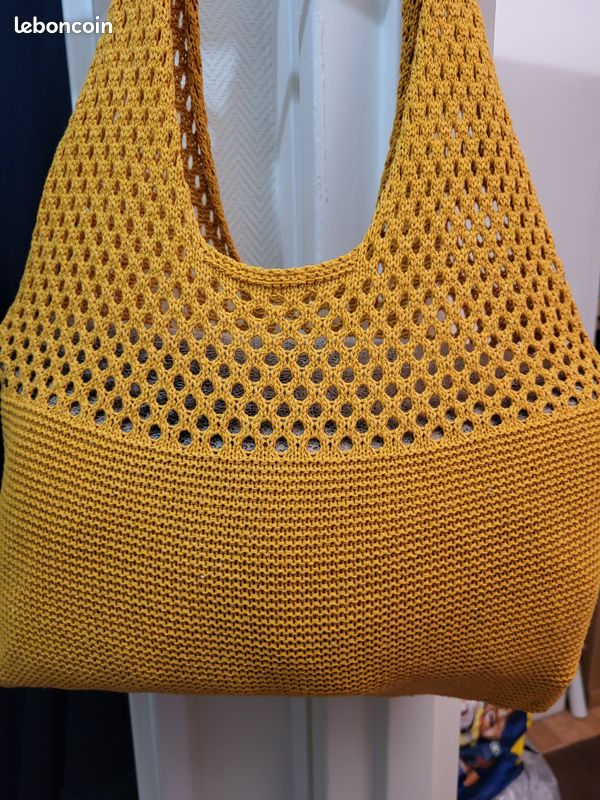 Sac à effet crochet neuf orangé 31x40 cm fourre tout (image 7)