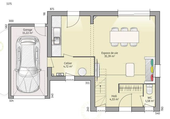 Maison a vendre  - 5 pièce(s) - 90 m2 - Surfyn
