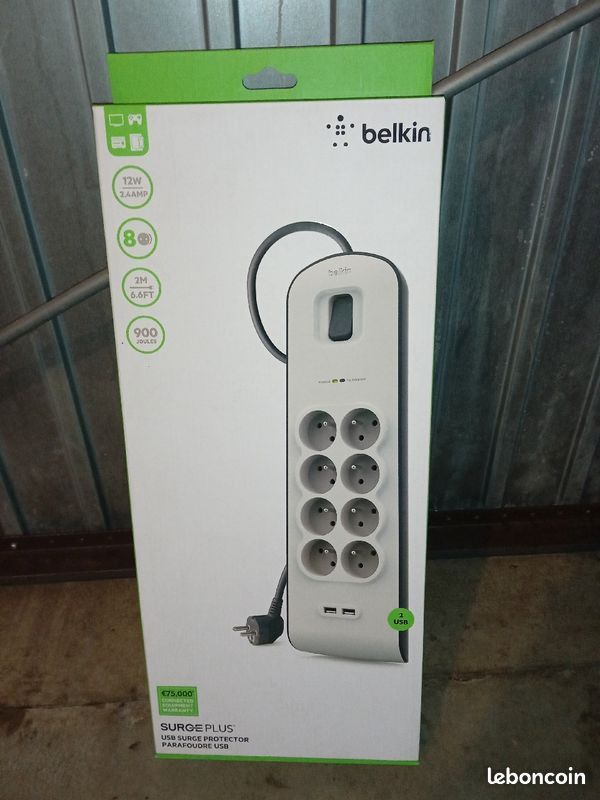 Multiprise Belkin parafoudre 8 prises 2 USB neuve (image 1)
