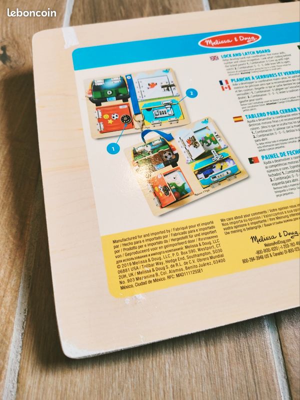 🔑Planche/panneau multi activités avec divers verrous busy board en bois marque Melissa & Doug (image 9)