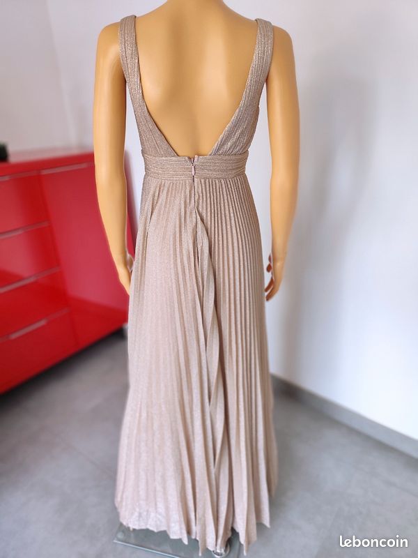 Robe de cérémonie mariage soirée rose gold plissé paillettes joe S