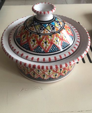 Plat à couscous marocain en terre cuite vernis
