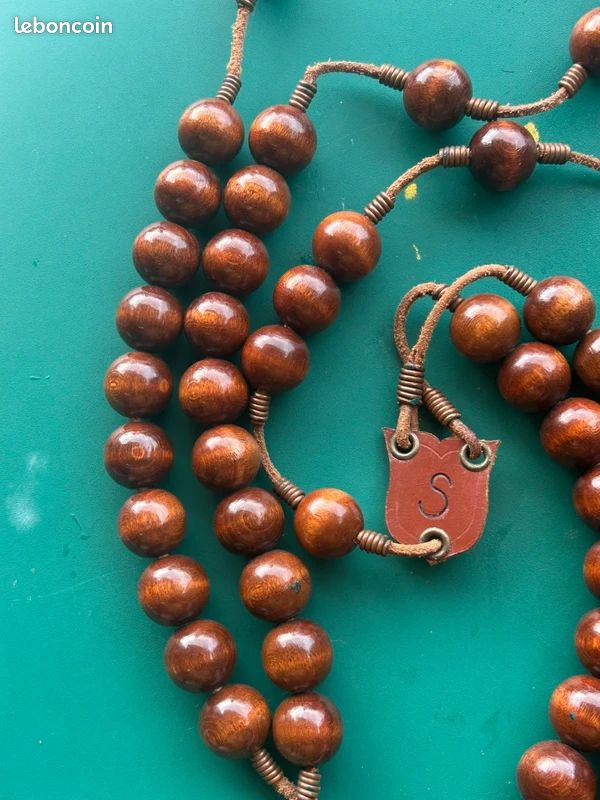 Grand rosaire ou chapelet de moine bois et cuir (image 3)