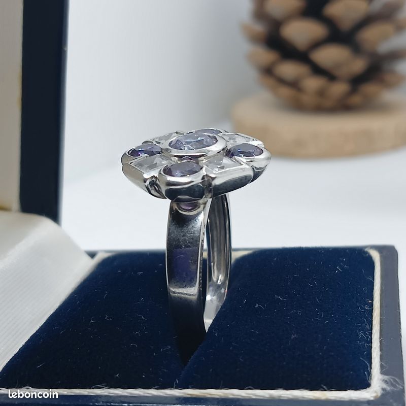 Bague en argent 925 rhodié avec zirconium (image 2)