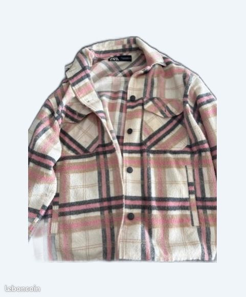 Pink Zara Surchemise Femme Chemise Veste A Carreau Femme Rose