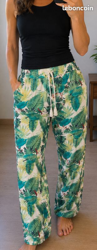 JG36 Pantalon fluide tropical Kiabi T L imprimé jungle (image 1)