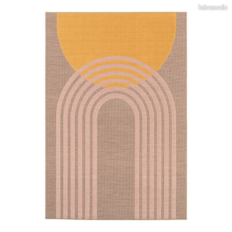 Tapis géométrique intérieur et extérieur design Foula Rose 120x170 (image 1)
