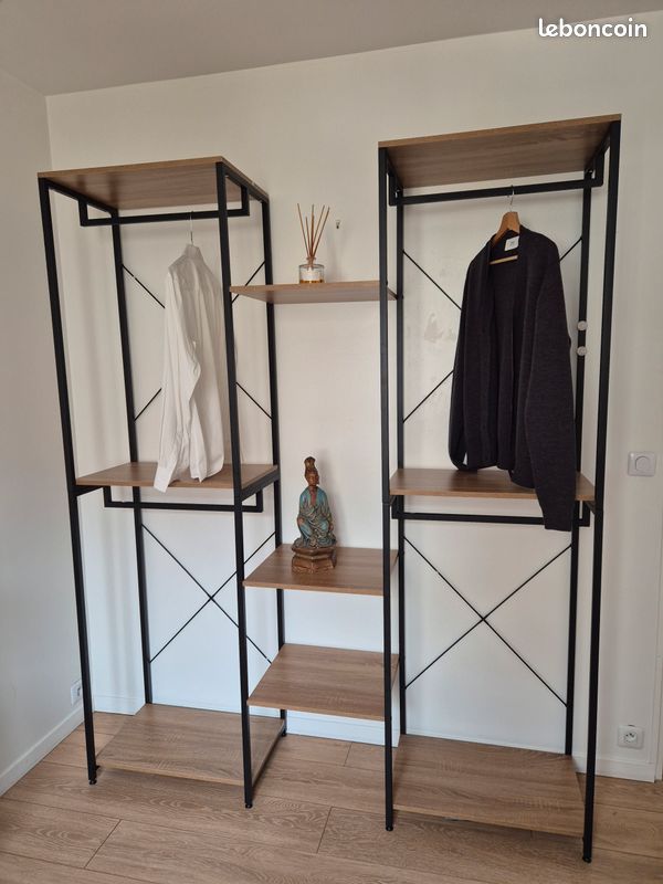 Dressing porte vêtements bois et métal noir (image 3)