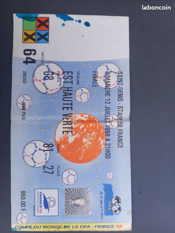 PHOTO TICKET BILLET Finale Coupe du Monde 1938 Italie Hongrie EUR 1,00