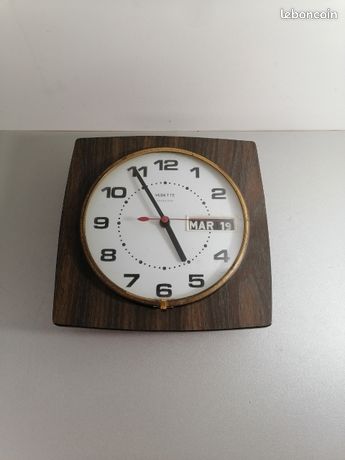 Horloge formica Bayard, dateur et baromètre, 1960