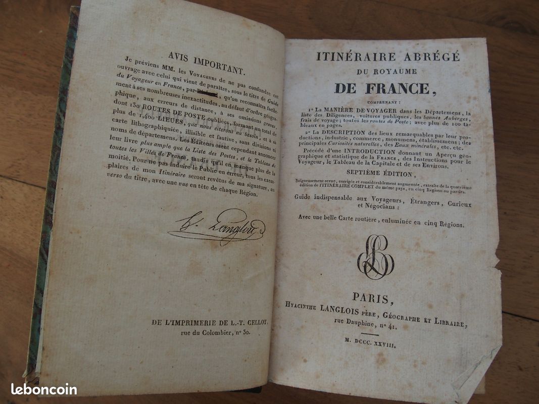Itinéraire abrégé du royaume de France. Septième édition 1828 (image 4)