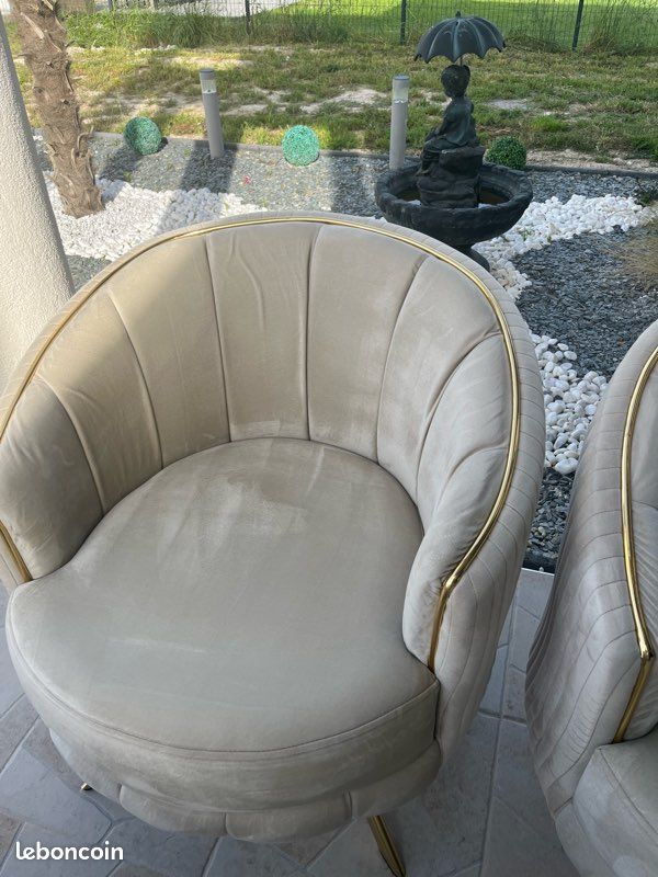 Canape beige velour (image 2)