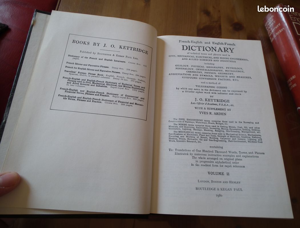 Dictionary of technical Terms and Phrases par J. O. Kettridge et Yves R. Arden. London. 1980. 2 volumes (image 15)
